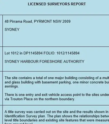 Licensed surveyor report