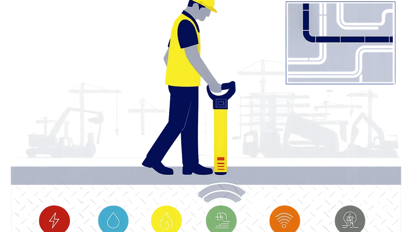 Underground utility locating survey in progress