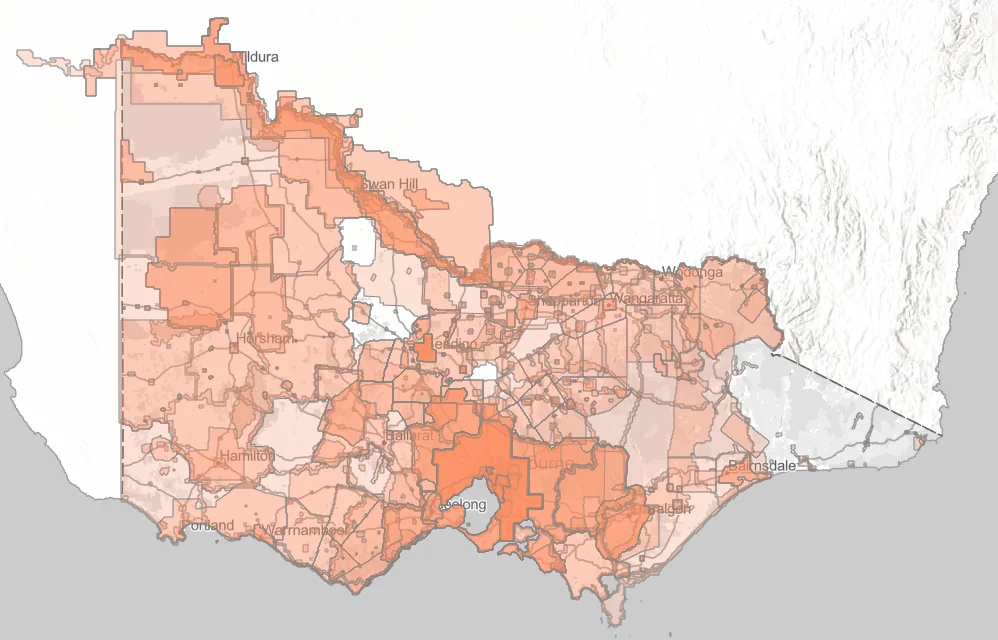 Vicmap aerial imagery coverage across Victoria